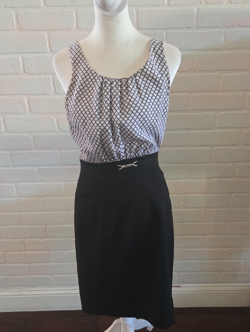 White House Black Market Black Dhift Dress with Silver Waist Accent